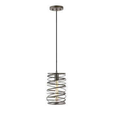 Helisa 7.25" Modern Contemporary Iron Spiral LED Pendant - JONATHAN Y
